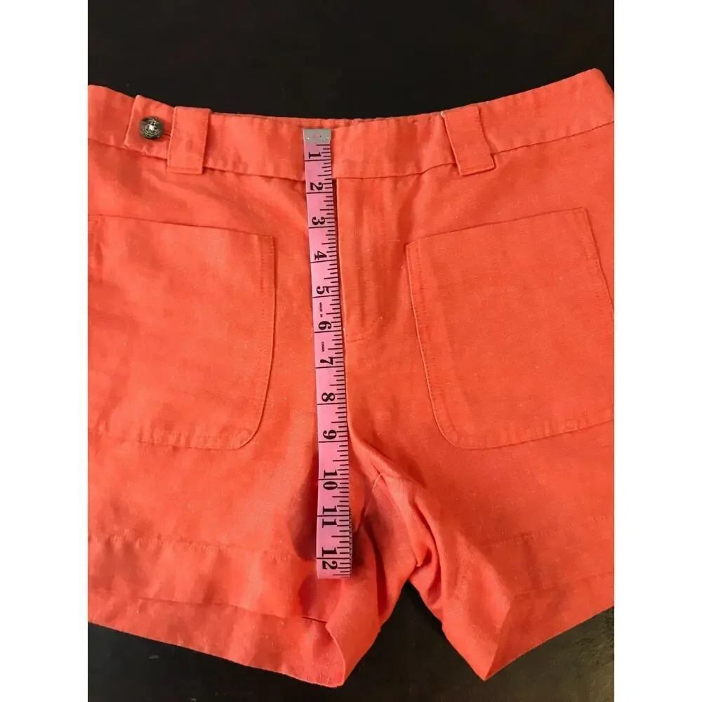 Anthropologie Daughters of the Liberation Linen Shorts 8 Orange High Rise - Picture 8 of 11